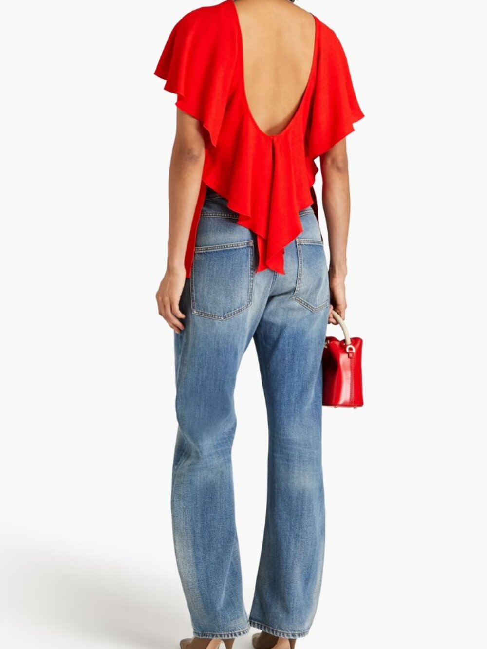 VICTORIA BECKHAM Ruffled crepe top, size 6